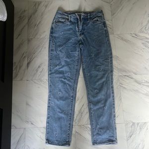 pacsun mom jeans with moons embroidered